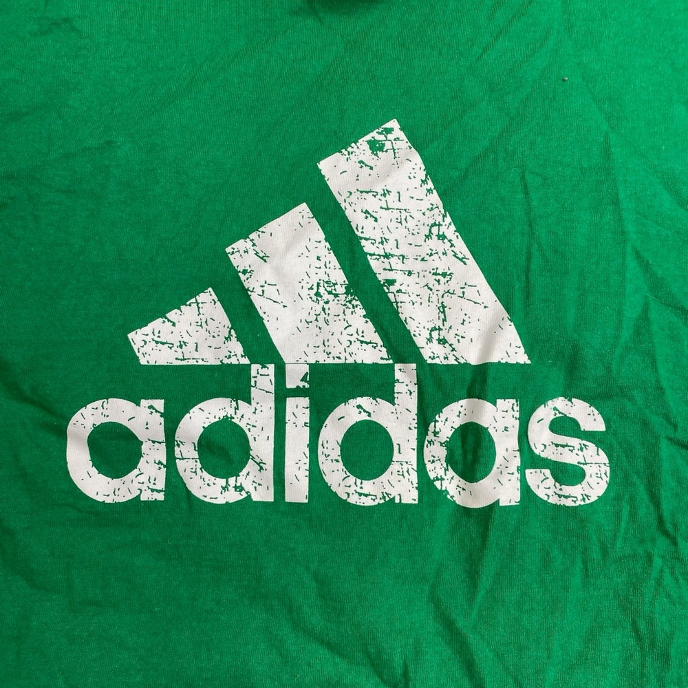 Adidas Logo T‎ Shirt Green Big Logo Tee Mens Large - Picture 3 of 9